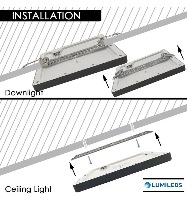 18W Square MOSS LED Ceiling Light in Black 3 CCT with Adjustable Cut-Out