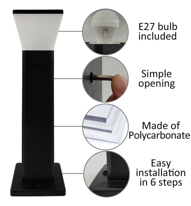 9W Square LED Bollard 5CCT IP65