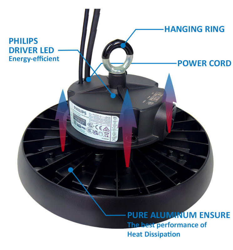 200W-160W-120W Power adjustable Dimmable Industrial LED UFO High Bay 3CCT
