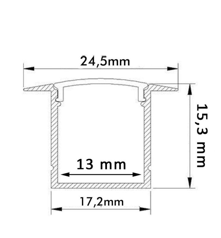 Recessed Aluminum Profile 2m in White or Black for LED Strip