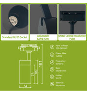 Single Circuit Track Spotlight in Black for GU10 LED Bulb - Track Lighting - Track Lighting