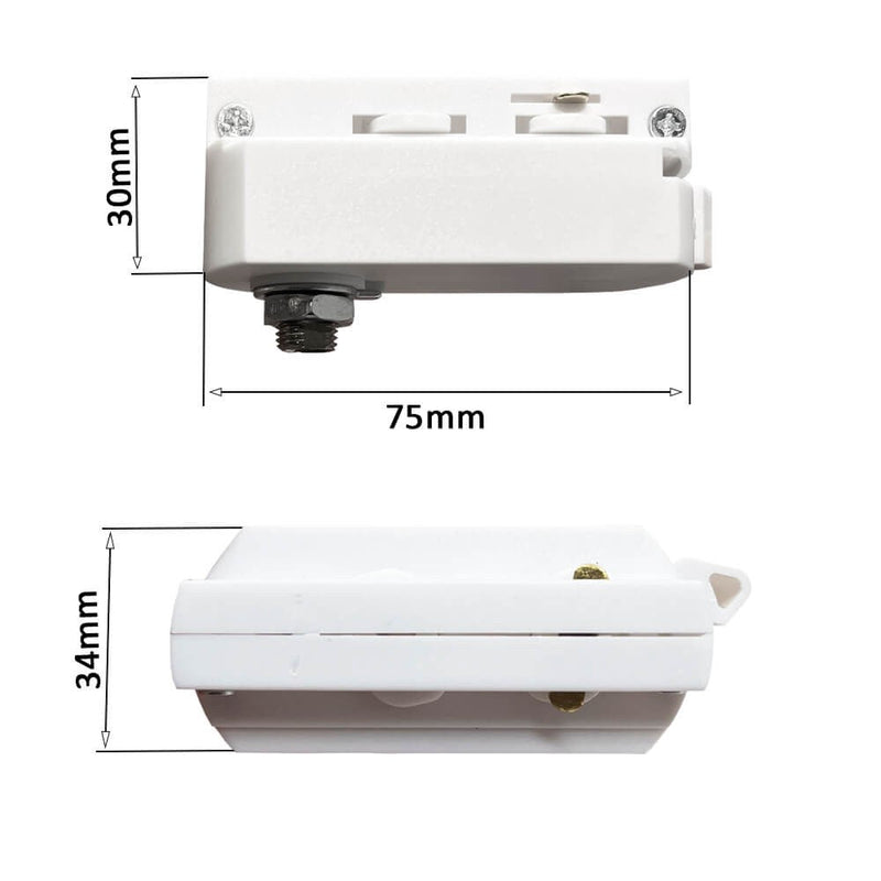 Single Phase Rail Adapter Connector in White - Track Lighting Accessories - Accessories