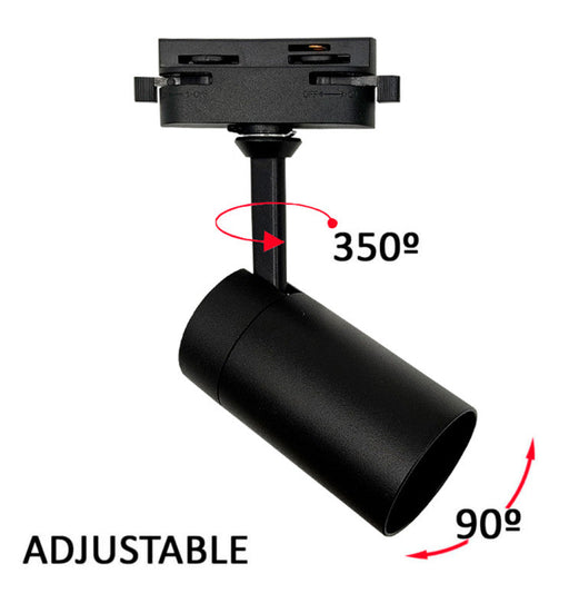 Single Circuit Track Spotlight in Black for GU10 LED Bulb - LED Tracking Light