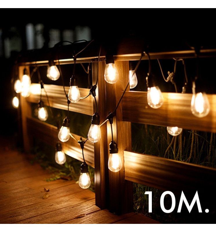Outdoor Solar LED String Light 10m with 10xE27 Bulbs Remote Control - Solar LED light