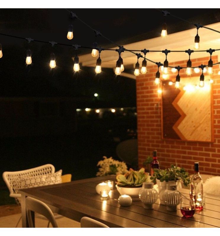 Outdoor Solar LED String Light 10m with 10xE27 Bulbs Remote Control - Solar LED light
