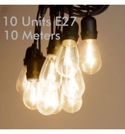 Outdoor Solar LED String Light 10m with 10xE27 Bulbs Remote Control - Solar LED light