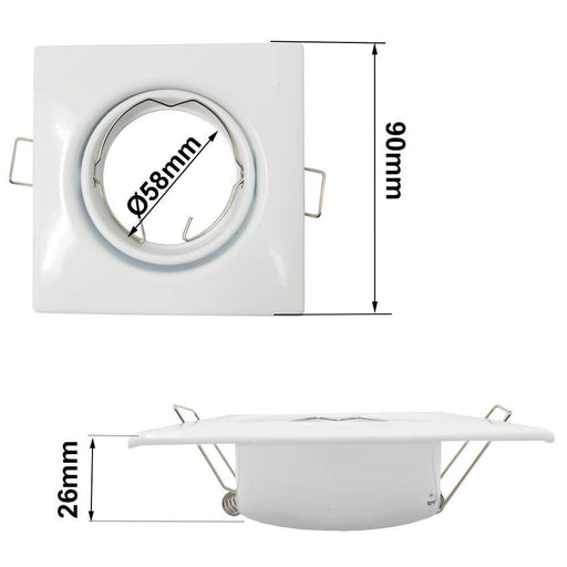 Square Recessed Light Frame for GU10 MR16 Light Bulbs - Lighting Accessories - Downlights