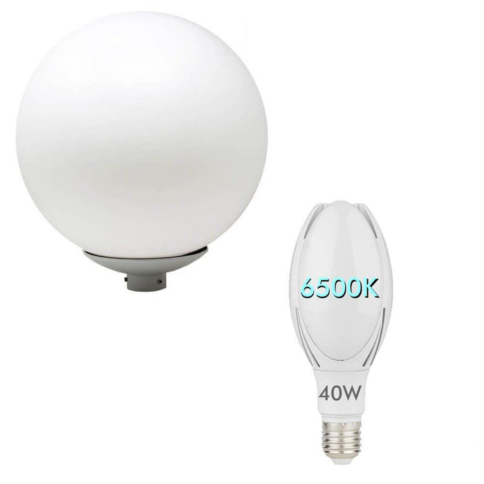 Street light globe for E27 Bulb - Housing with 40W LED Bulb E27 6000K - Streetlight - Ledex Lighting UK