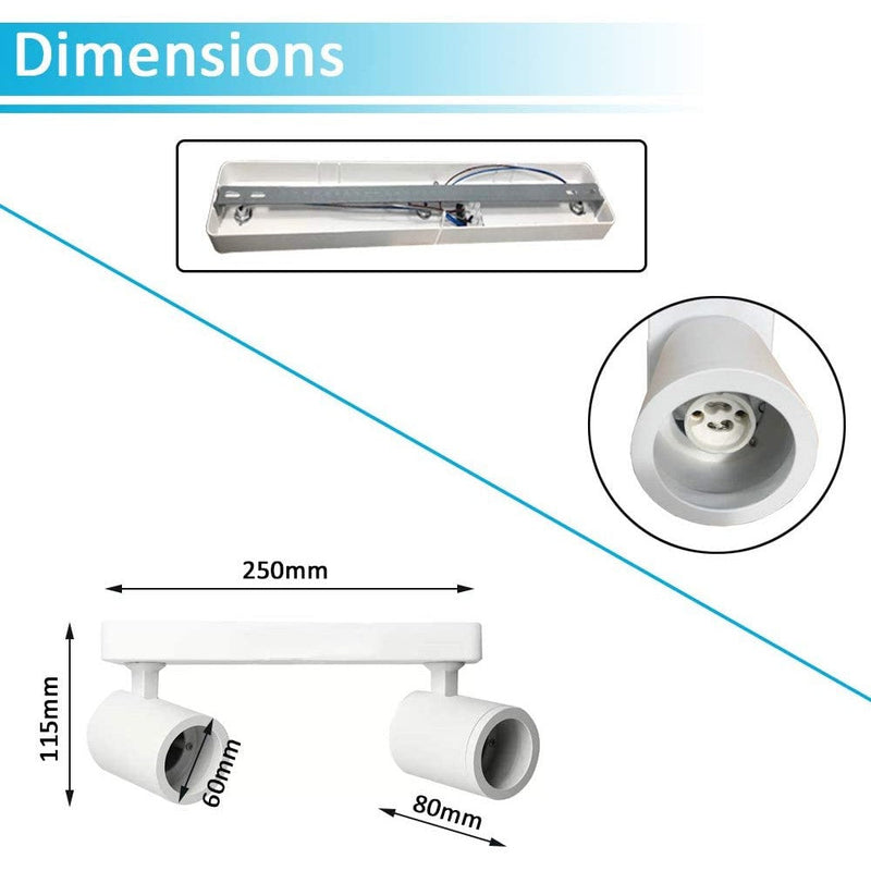 Surface Mounted Adjustable LED Spotlight in White for 2 Phase GU10 - Flood & Spot Lights - Downlights