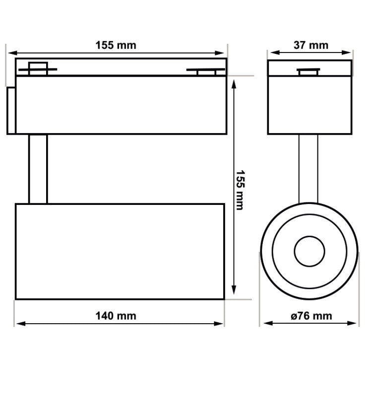 30W LED Track Light PARIS White Single-Phase with Bridgelux Chip UGR11 24º