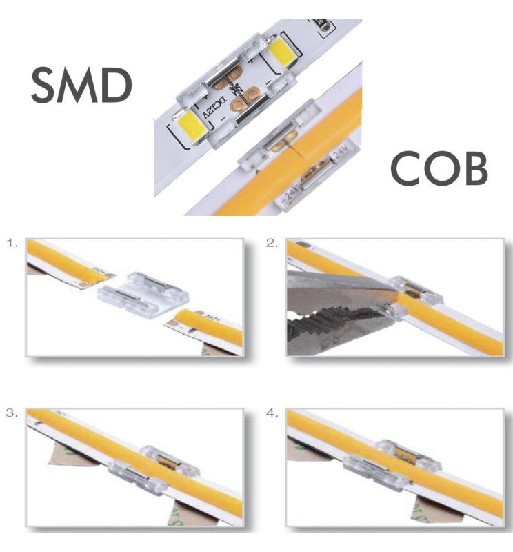 Transparent Union Connector for COB + SMD LED Strips 8mm - 10mm IP20 - Electronics Component Connectors - Accessories