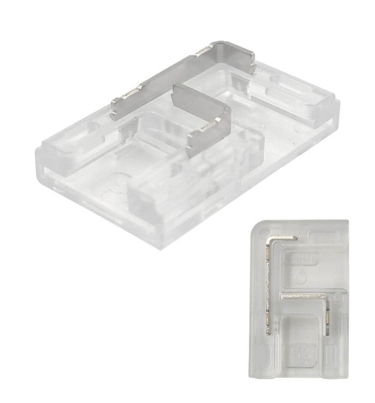 Transparent Union L Connector for COB + SMD LED Strips 8mm - 10mm IP20
