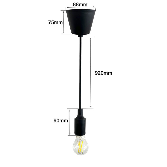 TURIN Black Pendant housing for E27 bulb - Housing - Ledex Lighting UK