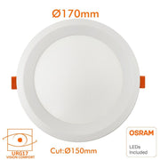 16W Round LED Downlight with OSRAM Chip UGR17 3 CCT - LED Downlight