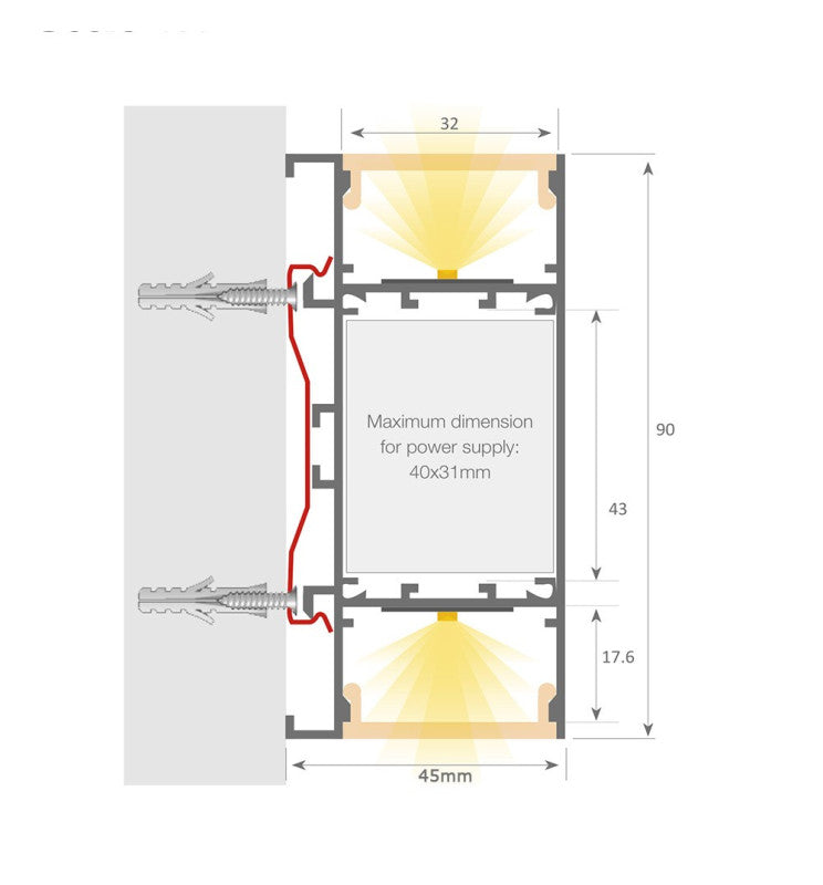 Dimmable OULU LED Wall Light in White 0.44m 0.94m 1.44m 1.94m - LED Wall light