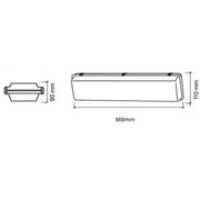 Waterproof LED Tube Light Fitting for 2 LED Tubes 60cm - Ceiling Light Fixtures - Battens